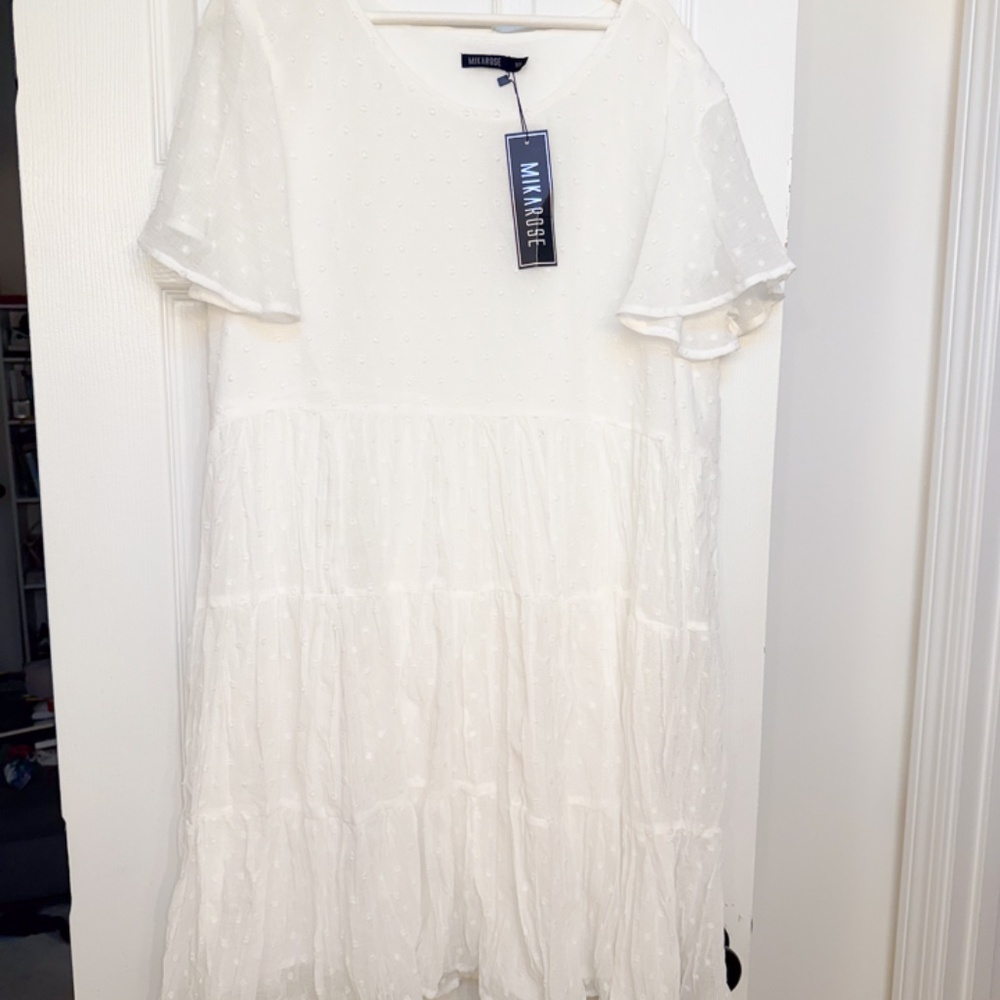 NWT Women's Mikarose White Ivory Babydoll Dress XXL